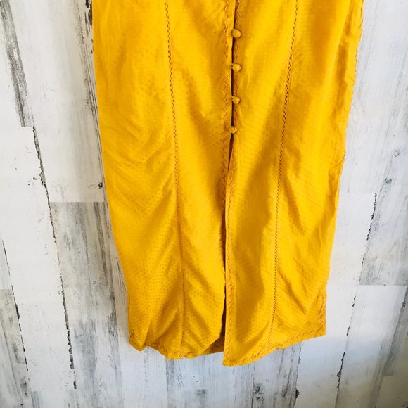 Tularosa Birdie Midi Dress Ginger Bow Straps Side Slits Mustard - Picture 4 of 14